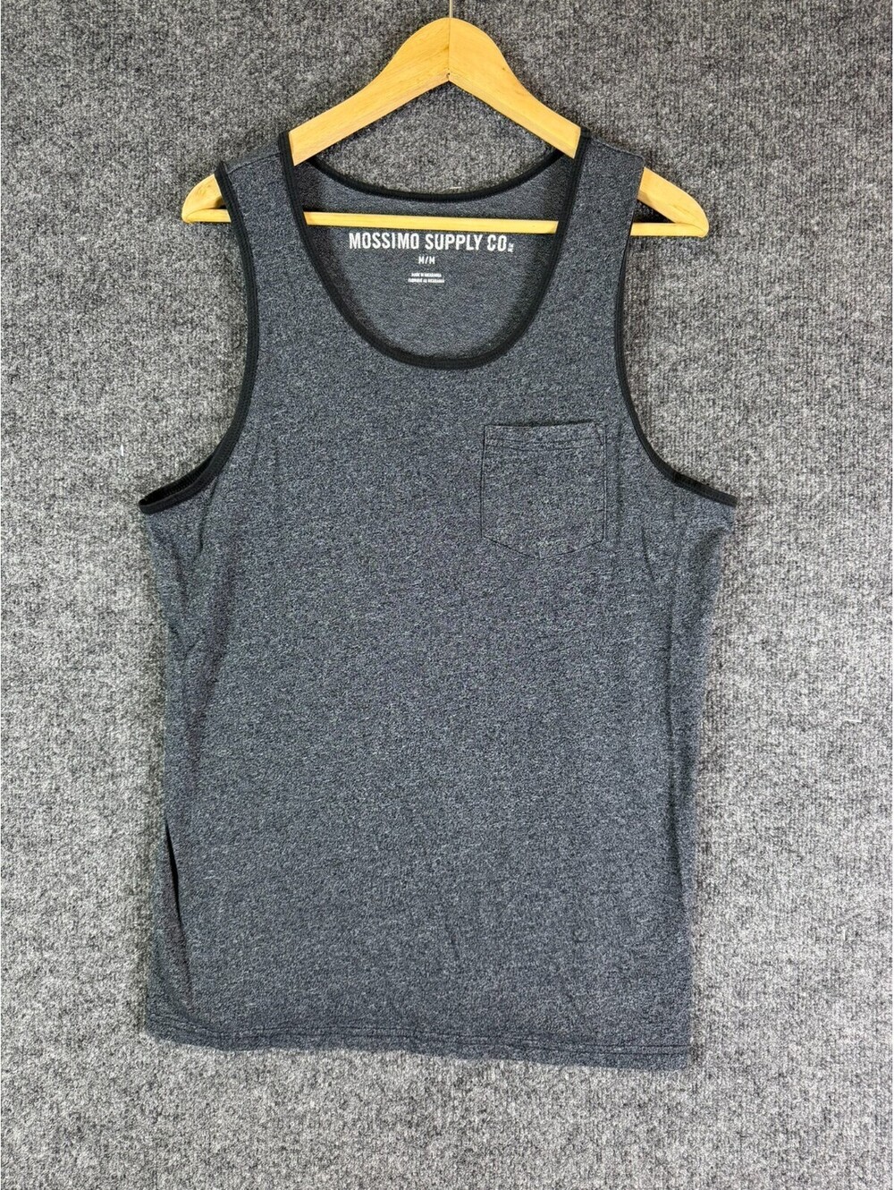 Mossimo Supply Co Tank Top Mens Medium Dark Gray Heathered Pocket Sleeveless